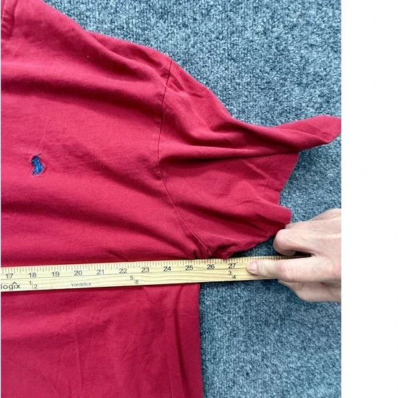 Polo Ralph Lauren V-Neck T-Shirt Mens XXL Red Short Sleeve Cotton Pony Logo - Picture 6 of 6